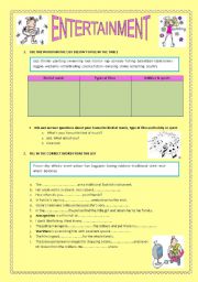 English Worksheet: ENTERTAINMENT