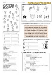 English Worksheet: Personal Pronouns (Subject)