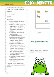 English Worksheet: Body - Monster Theme