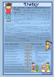 English Worksheet: Daisy and the -s ending --- reading  --- elementary --- fully editable --- with key --- B&W