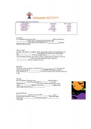 English worksheet: Halloween Activity