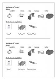 English worksheet: food