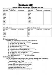 English Worksheet: simple past with irregular verbs in groups