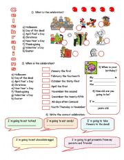 English Worksheet: Celebrations!