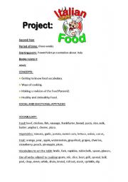 English Worksheet: Project on Italian Food