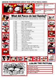 English Worksheet: WHAT DID PUCCA DO LAST SUNDAY?