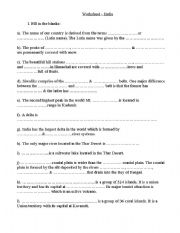 English worksheet: India