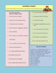 English Worksheet: Adverbial Phrases