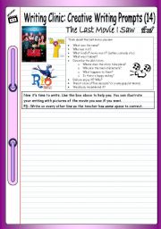 English Worksheet: Writing Clinic - Creative Writing Prompts (14) - The Last Movie I Saw