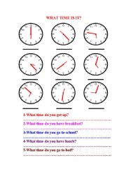 English Worksheet: telling the time