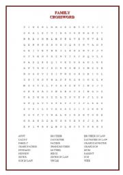 English Worksheet: CROSSWORD (FAMILY)