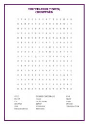 English Worksheet: CROSSWORD (Nouns of the weather)