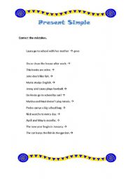 English worksheet: Mistakes - Present simple