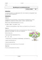 English worksheet: presentation: my family and room