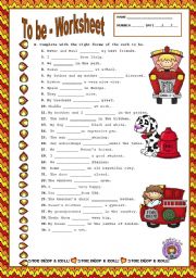 English Worksheet: TO BE + KEY