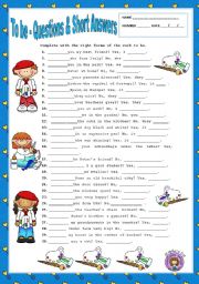 English Worksheet: TO BE - QUESTIONS & SHORT ANSWERS + KEY