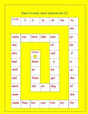 English Worksheet: Most used words 1