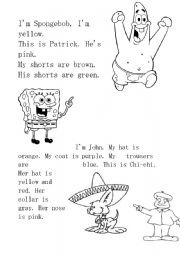 English Worksheet: Verb to be colouring with Spongebob