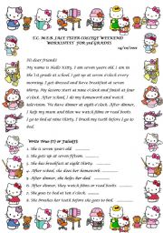 English Worksheet: Daily routines reading