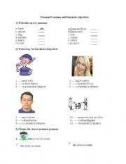 English worksheet: Personal Pronouns and Possessive Adjectives
