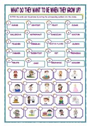 English Worksheet: WHAT DO THEY WANT TO BE WHEN THEY GROW UP?