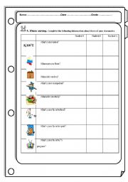 English worksheet: class survey