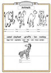 English worksheet: Animals