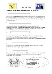 English Worksheet: Social Life