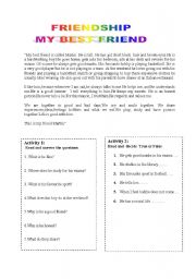 English Worksheet: Friendship