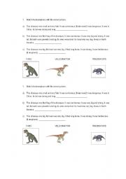 English Worksheet: Dinosaurs was were
