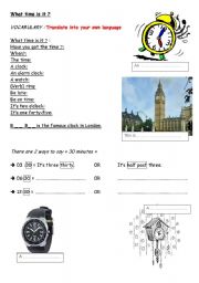 English Worksheet: what time is it?