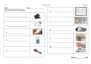 English Worksheet: Test- everyday objects