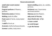 English worksheet: Pleasant and neutral smells vocabulary