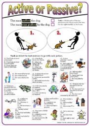 Active or Passive? (4) Multiple choice exercises (with KEY) in present simple and past simple