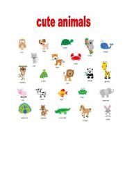 English worksheet: cute animals