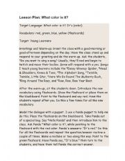 English Worksheet: Colors Lesson Plan