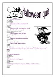English Worksheet: Halloween quiz