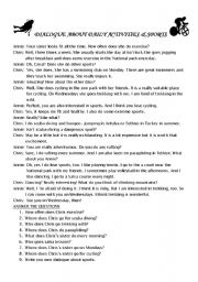 English Worksheet: DIALOGUE ABOUT DAILY ACTIVITIES & SPORTS  