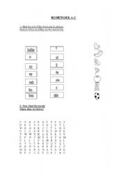 English Worksheet: a-c words