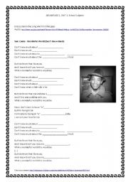 English Worksheet: sam cooke_dont know much about_school subjects