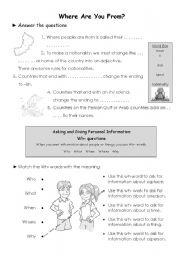 English Worksheet: Where Are You From?