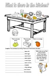 English Worksheet: What is there in the kitchen?