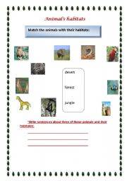 English Worksheet: Animals habitats