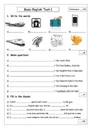 Basic English Test 1