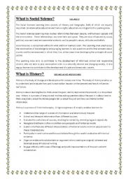 English worksheet: Introduction to Socail sciences