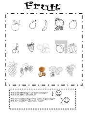 English worksheet: fruit