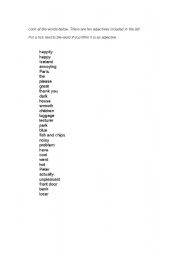 English worksheet: adjectives