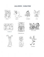 English Worksheet: Hallowen characthers