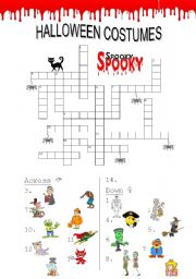 Halloween Costumes Crosswords