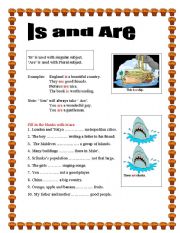 English Worksheet: use of is and are